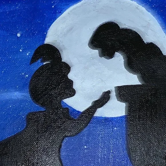 Aladdin & Jasmine Kiss Scene Hand Painted 2 Acrylic Painting Canvas Wall Art - Picture 4 of 4